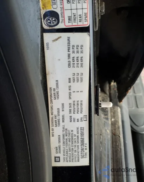 2006 Hummer H3 из США, поврежденный, VIN 5GTDN136868189122